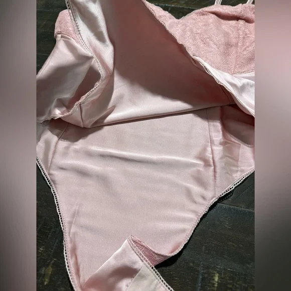 NWT Lani the Label Victoria Blush Pink Satin Lace Bodysuit Sz L Valentines Date - Picture 9 of 15